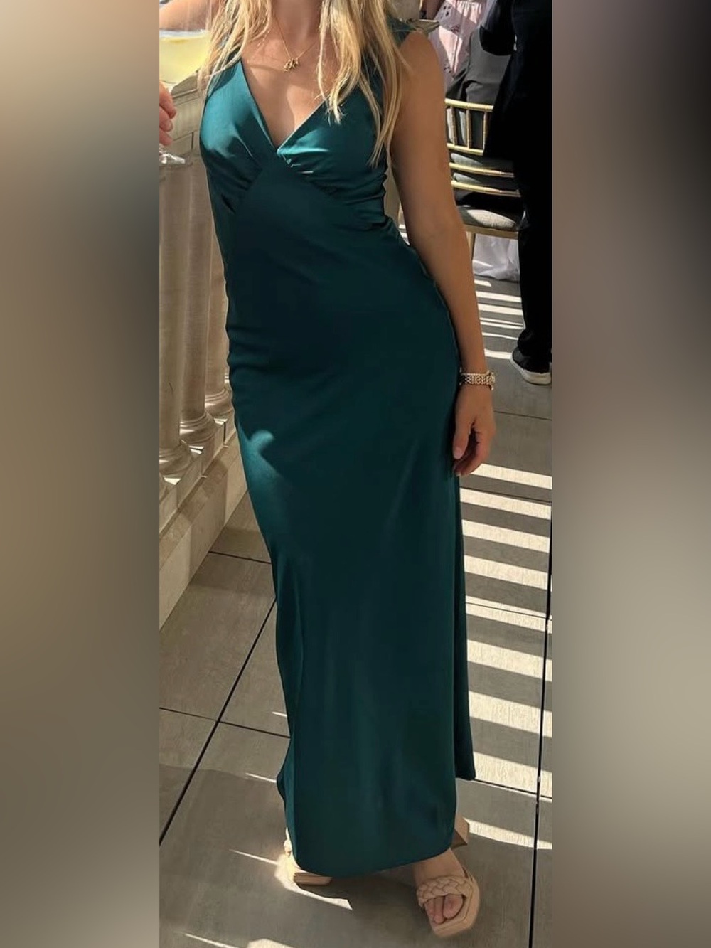 House of Harlow 1960 Teal Satin Dress